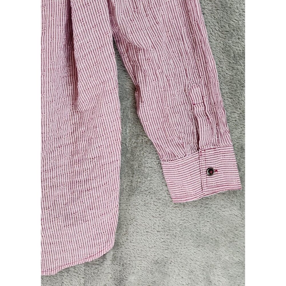 Free People Shirt Womens Extra Small Red Striped No Limits Button Up Split Back - Picture 8 of 10